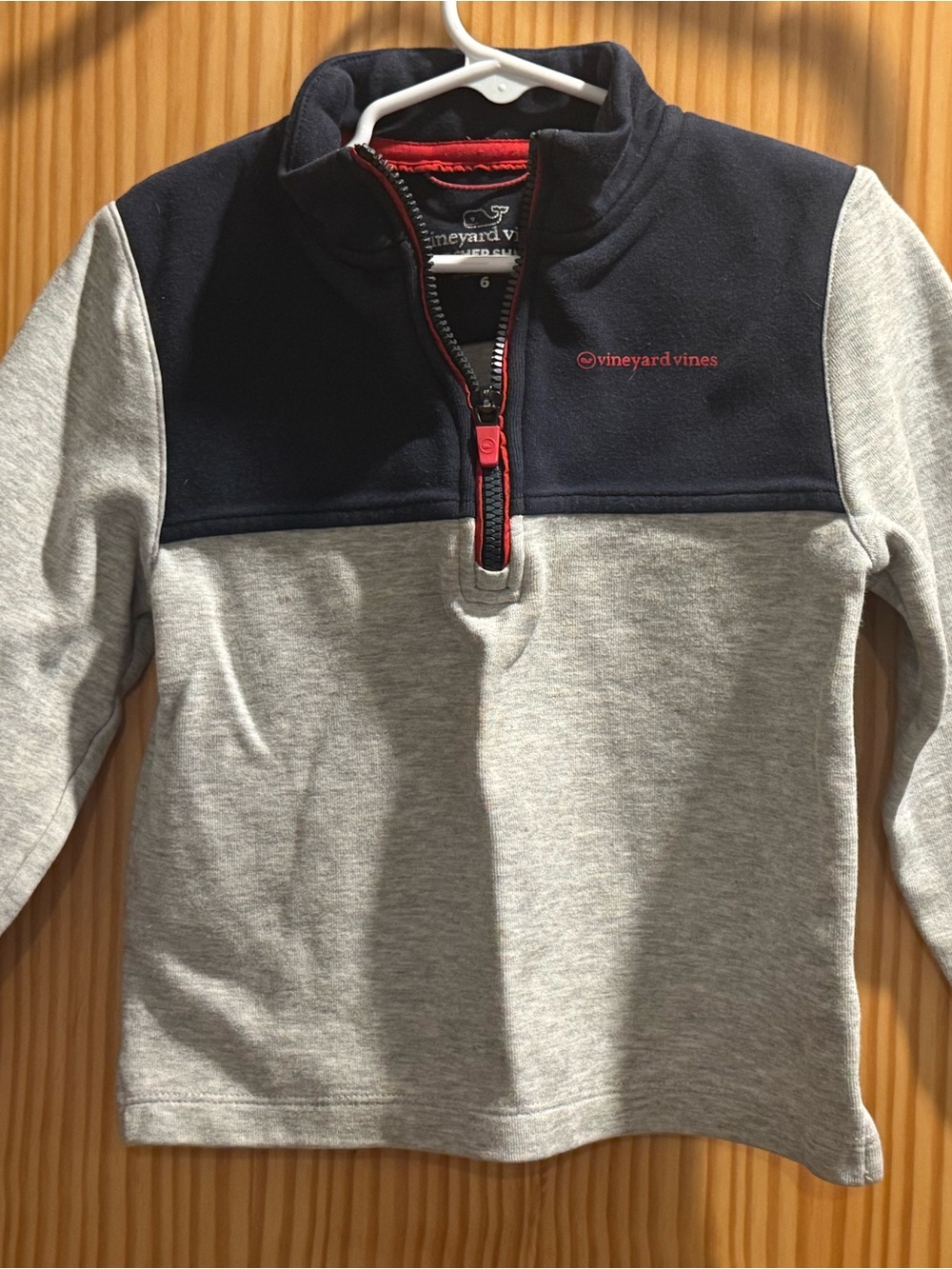 Vineyard Vines Kids Navy & Gray Quarter-Zip Sweatshirt with Red Trim
